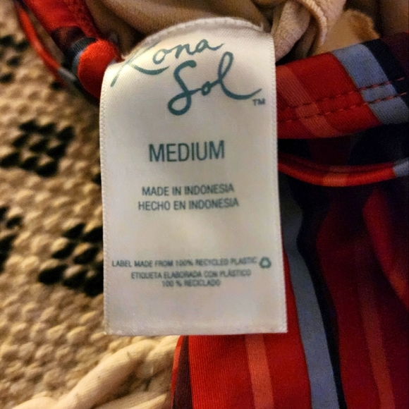 Kona Sol Striped Strappy Lace Up One Piece Swimsuit - Picture 7 of 9